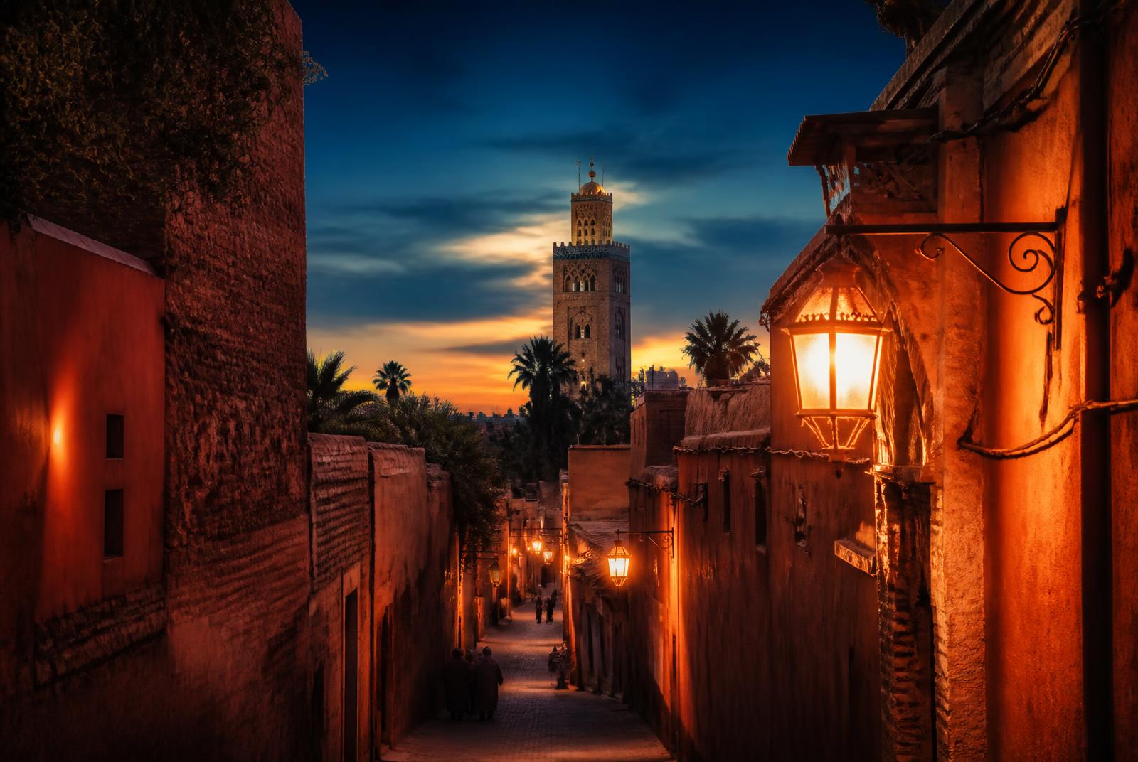 La medina di Marrakech al tramonto